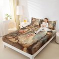 thumbnail image 3 of Manfei Halloween Romantic Ghost Bed Sheets 4-Piece, Autumn Rose Leaves Full Size Sheets, Brown Orange Pink,1 Fitted Sheet, 1 Flat Sheet and 2 Pillowcases, 3 of 5