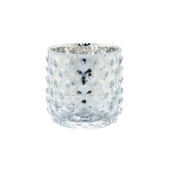 CC Home Furnishings 4" Silver Colored Hand Blown Glass Tea Light Candle Holder