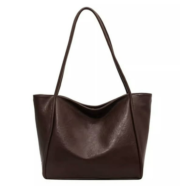 Bolso Mano Hombro Gran Capacidad PU Y Versátil Con Bolso Pequeño (café)