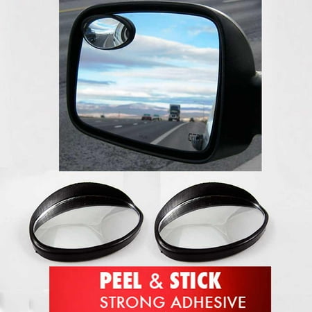Car Side Mirror - 2 Universal Wide Angle Oval Rear Side View Blind Spot Mirror SUV Car Peel Stick
