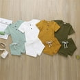 thumbnail image 2 of Seyurigaoka Baby Girls Boys Knitted Short Sleeve T-Shirt Top Solid Color Shorts, 2 of 7