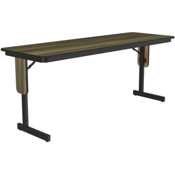 Correll 3/4 High Pressure Folding Seminar Table Panel Leg Colonial Brown Hickory