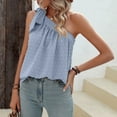 thumbnail image 6 of Womens Slanted One Shoulder Tops Dressy Casual Tie Bow Knot Sleeveless Flowy Chiffon Blouse Tunic Shirts Gray XL, 6 of 7