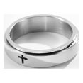thumbnail image 3 of ORUYROP 6mm/8mm Titanium Steel Black/Silver/Gold Fidget Ring Engraved Small Cross Stainless Steel Spinner Rings Stress Relieving Anxiety Ring Engagement Wedding Promise Band for Women Men Boys, 3 of 4