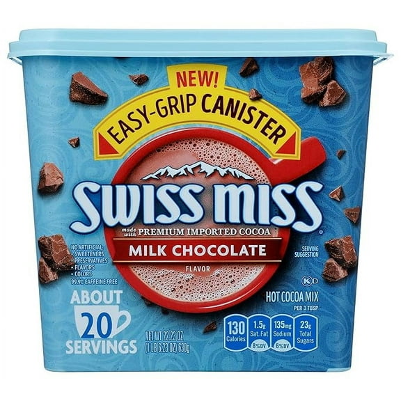 1x Swiss Miss Milk Chocolate Flavored Hot Cocoa Mix, 22.23 OZ Canister