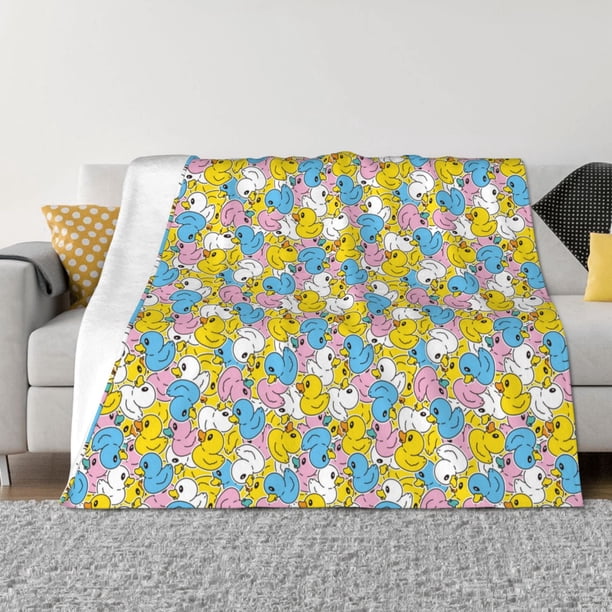 Fotbe Colorful Rubber Duck 1 Manta de Franela con Estampado, Manta Ultrasuave para Cama, Sofá, Auto, Hipoalergénica y Antibolitas-80"x60"