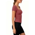 thumbnail image 5 of TEAJOPSUU Womens Summer Tops Sweetheart Neck Short Sleeve Activewear T Shirts Form Fitting Shapewear Tees Red, 5 of 7