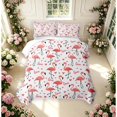 thumbnail image 2 of Erosebridal Vintage Flamingo Animals Twin Quilt Set,Cute Wildlife Twin Coverlet Set,White Pink,2 Pieces,1 Bedspread and 1 Pillowcase, 2 of 7