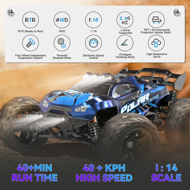 FAGINEY RC Cars for Adults Fast 40+MPH 1:14 Waterproof Off-Road RC Truck 4WD All Terrain High-Speed Remote Control Car Toy Gifts for Kids Boys, 2 FAGINEY RC Cars for Adults Fast 40+MPH 1:14 Waterproof Off-Road RC Truck 4WD All Terrain High-Speed Remote Control Car Toy Gifts for Kids Boys, 2