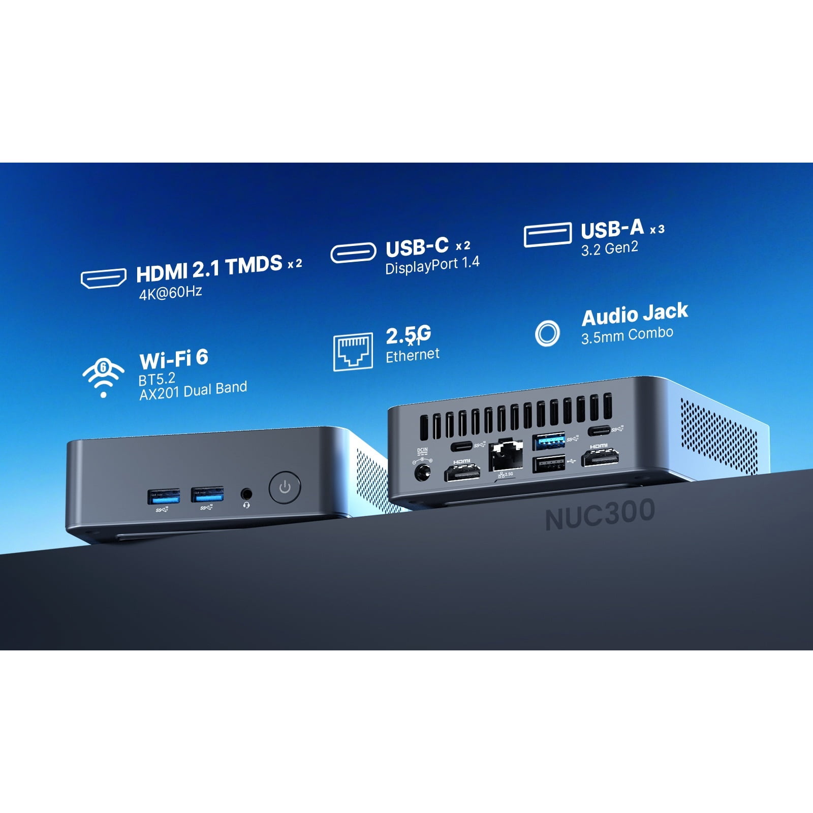 Mini PC – Intel® Core™ i3 Processor N300, Triple 4K@60Hz Output, 16GB DDR5 Memory, 512GB NVMe SSD, 2.5G Ethernet, Wi-Fi 6 & Bluetooth 5.2 MINIX NUC300