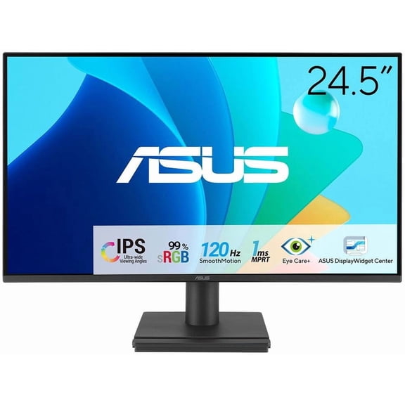 Restored ASUS VA259HGA 24.5" Full HD IPS 120Hz Monitor with Adaptive-Sync and Eye Care Technology (Refurbished)
