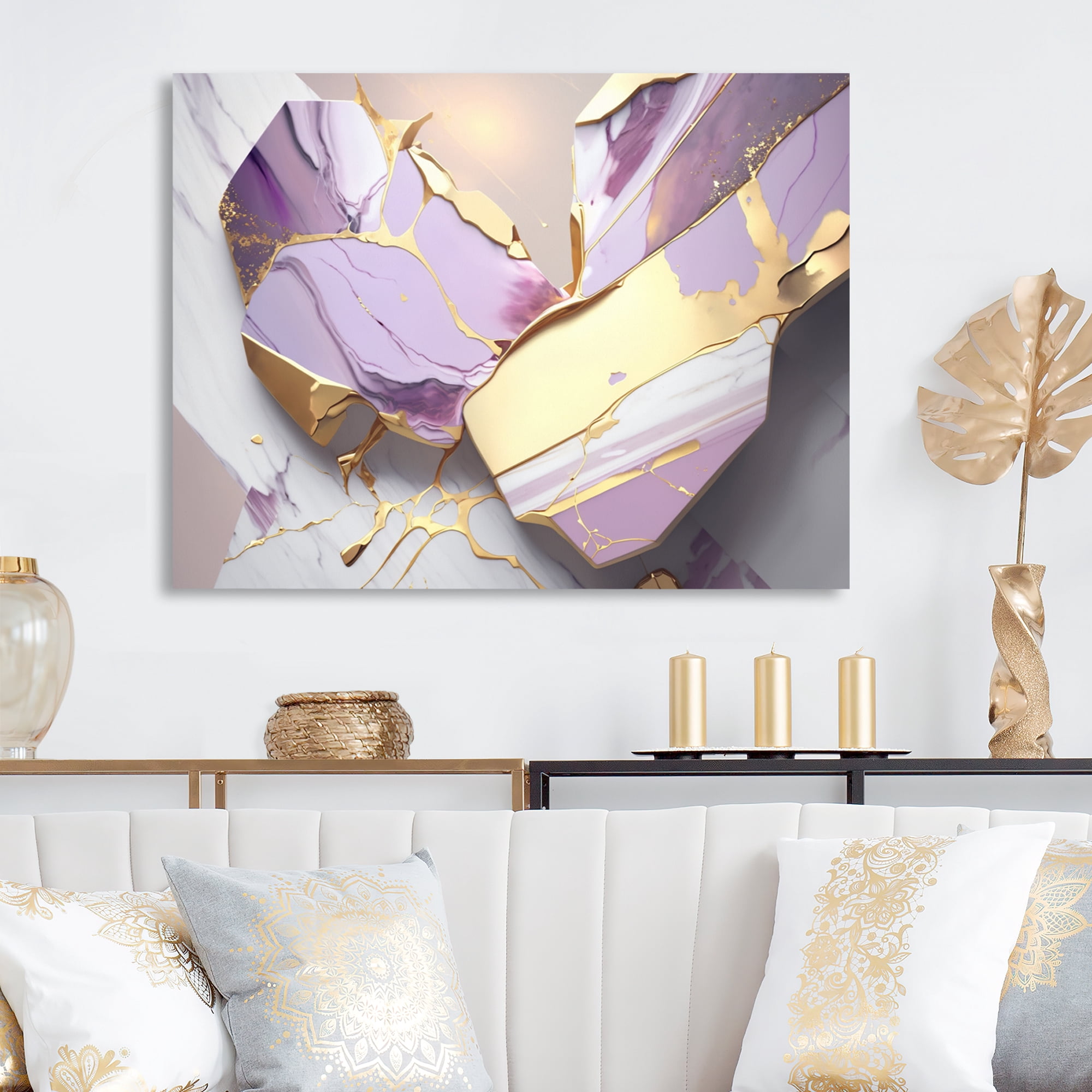Designart Abstract Geode Pink I Canvas Wall Art