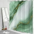 thumbnail image 3 of Dark Green Modern Shower Curtain, Green Mix Gold Ombre Marble Texture Luxury Bathroom Curtain Waterproof Fabric Machine Washable with Hooks, 36" Wx72 L, 3 of 5