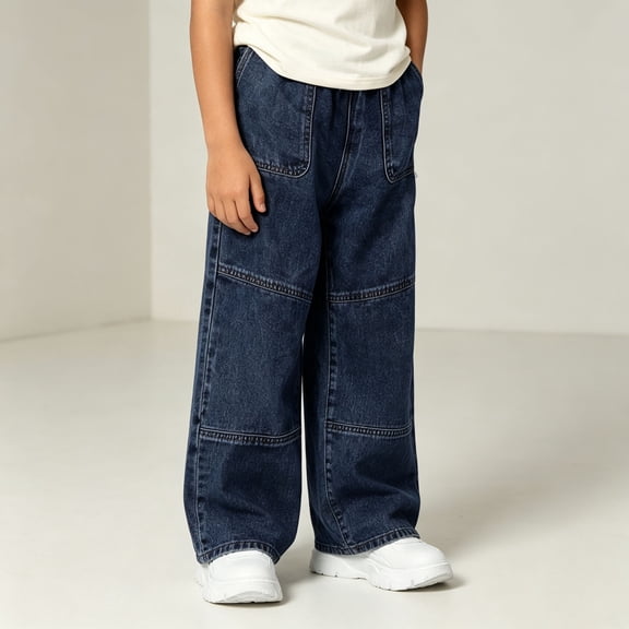 Hauaitttt Casual Boys Jeans with Large Front Pockets and Distinctive Seam Detailing for and Autumn Relaxed Fit Straight Leg Pants for Toddlers and Young Boys 18 Month Clothes 18 Months Pants Pants