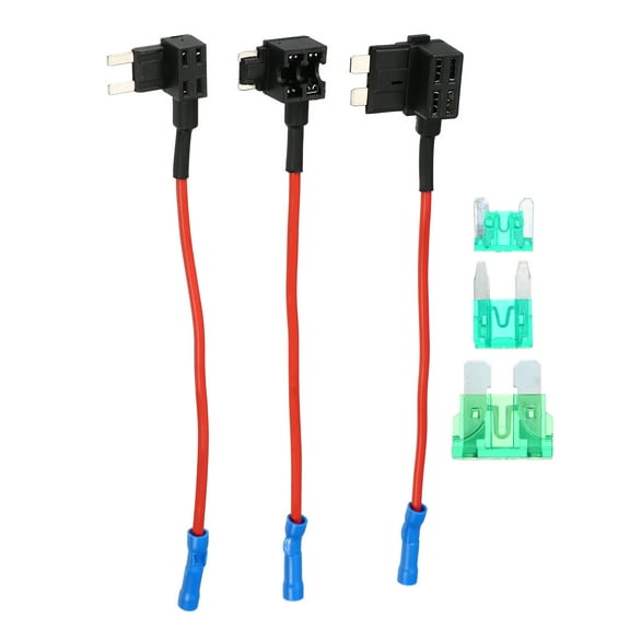 Unique Bargains 1 Set Universal 3pcs Car Fuse Tap Adapter with 3pcs 30A Standard Mini Low Profile Mini Blade Type Fuse