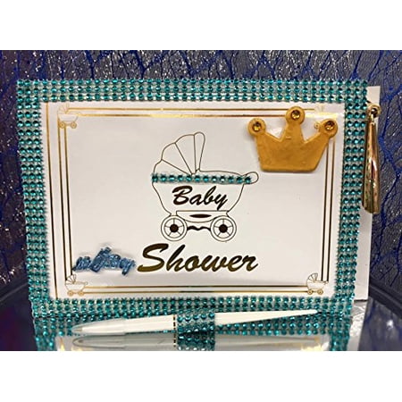 Baby Shower Guest Book Royal Prince Crown It S A Boy Blue Keepsake