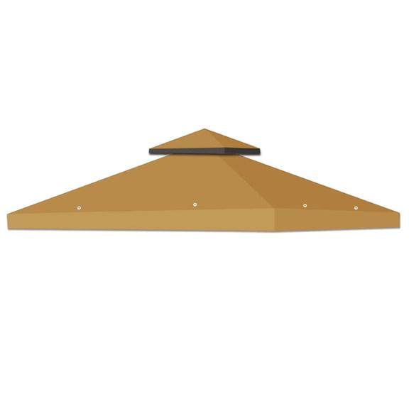 ALUVIERA 8'X8' Gazebo Sunshade 2-Tier Patio Pavilion Replacement Canopy(TAN)