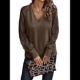 thumbnail image 3 of Camisas de Larga para Mujer, Blusas de Encaje con Cuello en V, Blusas Informales de Negocios, Conjuntos de Moda de Otoño, Ropa Marrón Oscuro L, 3 of 7