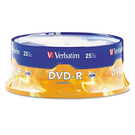 Verbatim DVD-R Discs, 4.7GB, 16x, Spindle, Matte Silver, 25/Pack