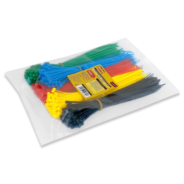 Cinchos Plastico 5 Colores 500pz 20cmx2.5mm Alta Resistencia Multicolor LK-CM-500 Steelpro Links
