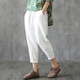 thumbnail image 3 of MDUKONU Women's Office Casual Linen Pants Elastic Waist Cotton Linen Adjustable Drawstring White XXXXL, 3 of 5