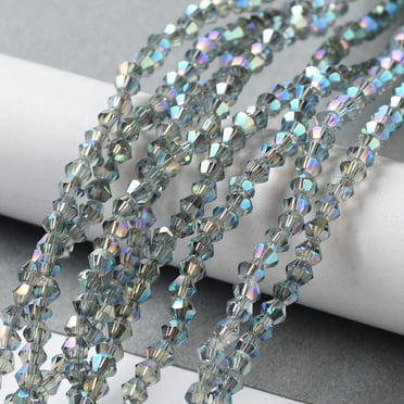 10 Strands Faceted Round Glass Beads – Rainbow Plated Turquoise – For Jewelry Making