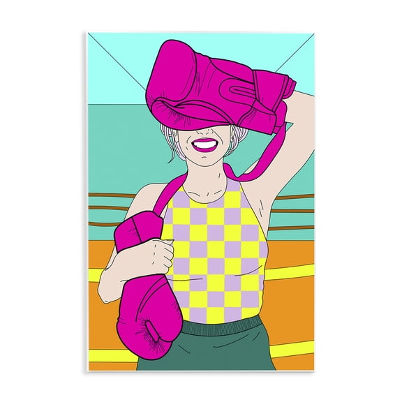 Stupell Industries Eclectic Bold Kickboxing Woman Wall Plaque Art, 10 x 15, by Grace Popp