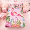 thumbnail image 5 of meiyoeat Watercolor Flamingo Tropical Pattern Bed Sheets,Pink Floral Print Full Size Sheets For Girl,4-Piece,1 Flat Sheet,1 Fitted Sheet and 2 Pillowcases, 5 of 6