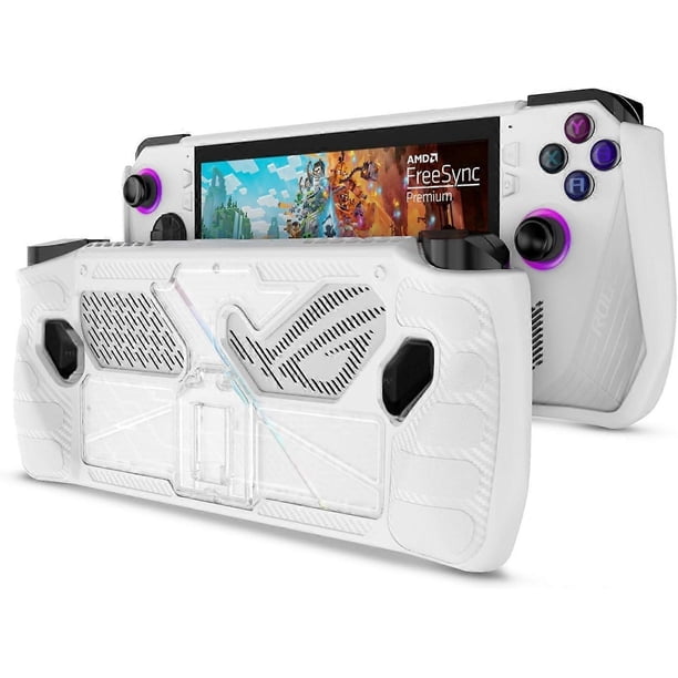 Protective Case with Foldable Kickstand for ASUS Rog Ally 2023, Full Body Shockproof Protector Case Cover with Stand Non-Slip, White