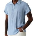 thumbnail image 4 of Timoontee Men's Short Sleeve Basic T Shirt Breathable Fabric Moisture Wicking Lapel Collar V Neck High Quality Quick Dry Blue M, 4 of 8