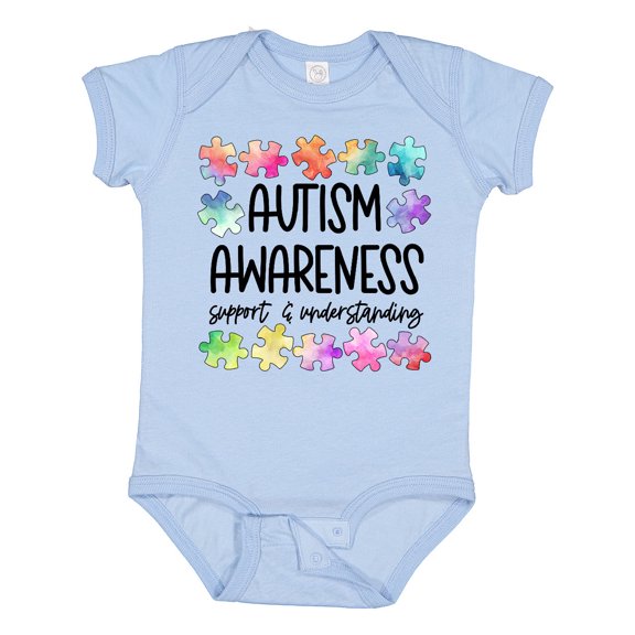 Inktastic Autism Awareness Support and Understanding Puzzle Pieces Boys or Girls Baby Bodysuit