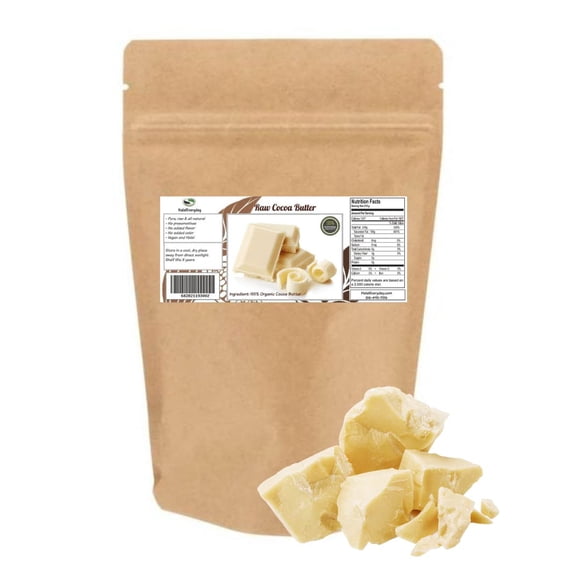 1 libra de manteca de cacao ecuatoriana (cacao) – pura cruda y sin procesar – Uso para loción crema bálsamo labial barra de aceite o mantequilla corporal – sin OGM vegano y halal