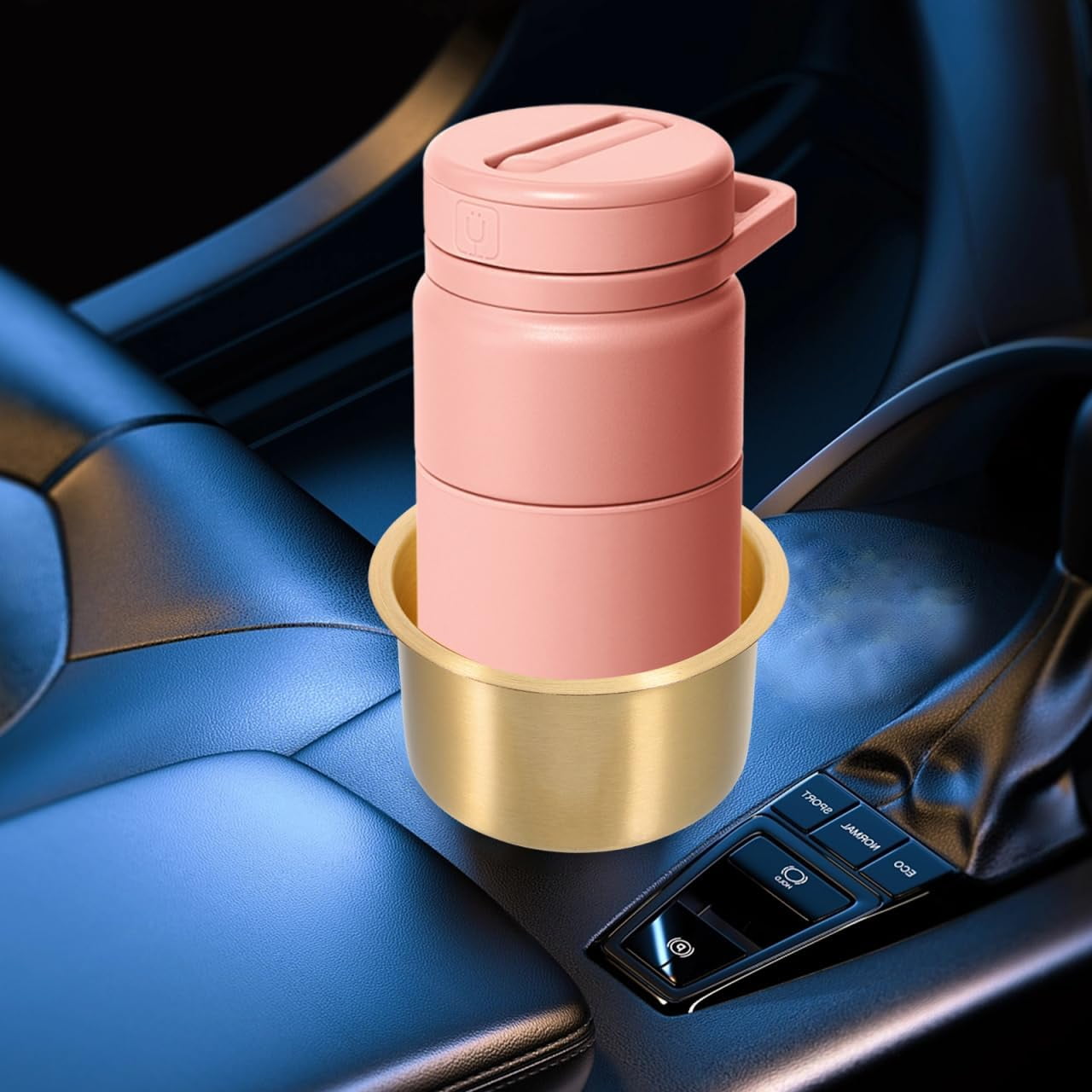 ABCISI 2pcs Copper Cup Holders for Storage, Stainless Steel with Brass Plating, Universal Drink Holders Fit Rvs Boats Cars and Trucks, 4.01 X 4.01 X 4.33 Inch, Gold