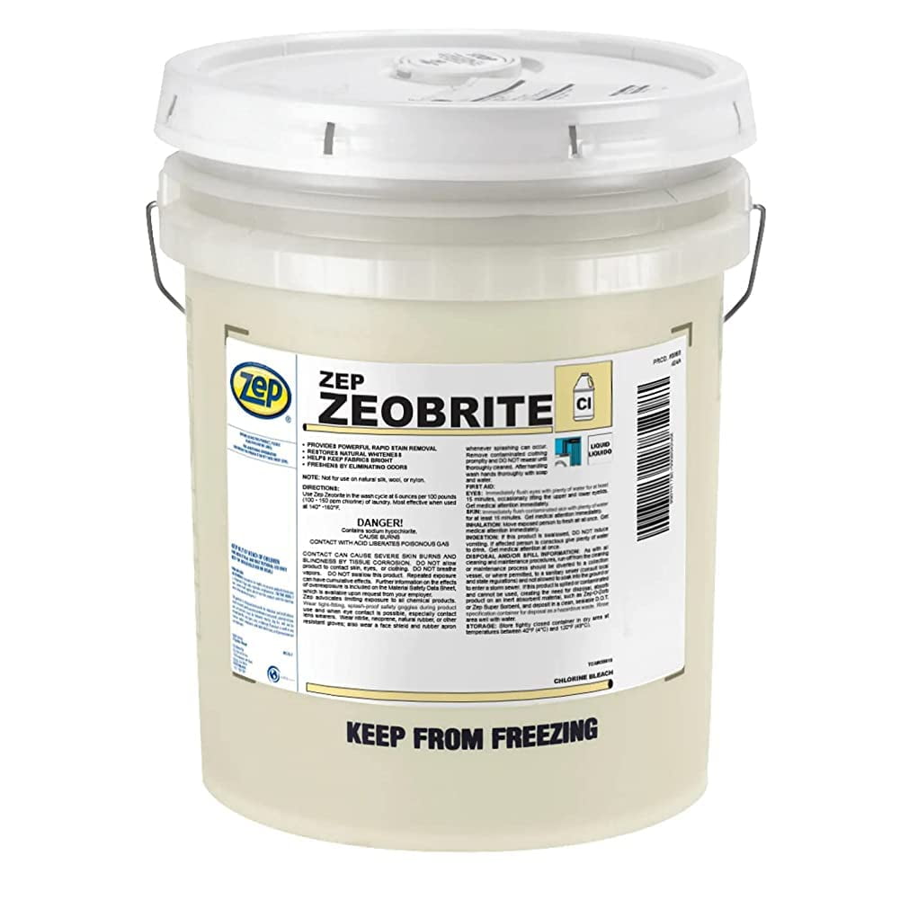 Zep ZEOBRITE Liquid Chlorine Bleach - 5 Gallon (Each) 86835 - Concentrated Commercial Formula That Renews The Brightness and Whiteness of Fabric While Eliminating Odors