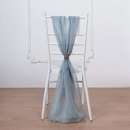 

BalsaCircle 5 Dusty Blue Extra Premium Chiffon Chair Sashes Bows Ties Ceremony