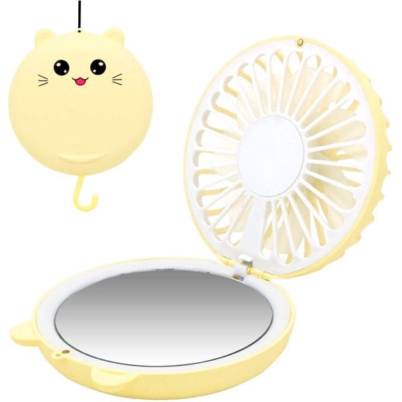 Mini Necklace Fan, Portable Desk Fan, Personal Foldable Handheld Fan, Yellow