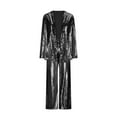 thumbnail image 4 of Taylonsss Women's Fashion Turn Down Collar Sequin Long Sleeve Zipper Solid Coat + Pants, 4 of 6
