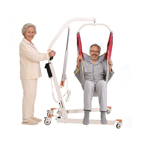 VOCIC AY05 Foldable Electric Patient Lift for Home, Floor-to-Bed Transfer Aid for Elderly, Wireless Handset, Manual Emergency, 330lbs Capacity with Full Body Sling