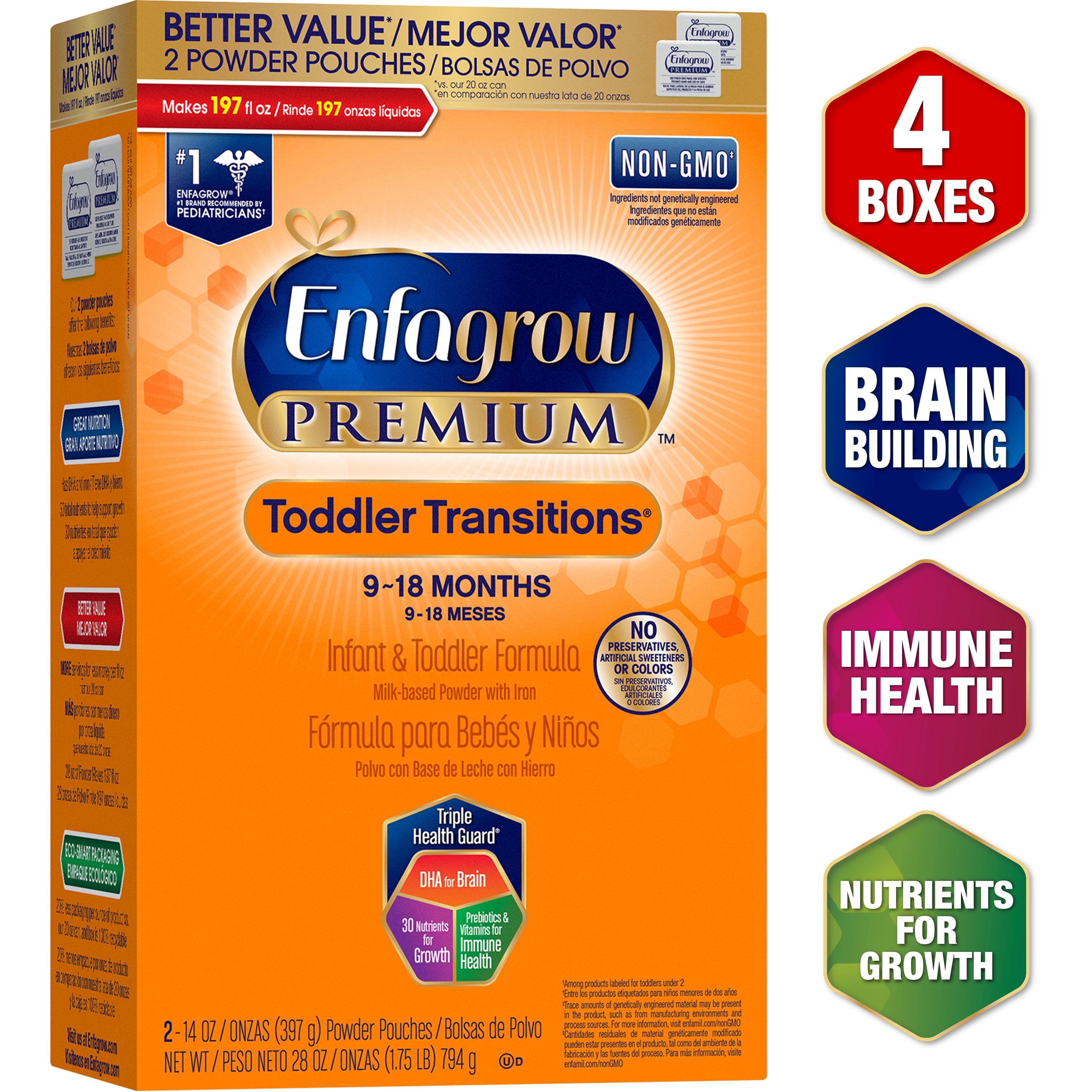 Enfagrow Premium Toddler Transitions Formula Powder 28 oz Refill Box