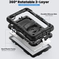 thumbnail image 2 of Case for Lenovo Tab M8 (HD/FHD/Smart) 2019/2021 3rd/2nd Gen with Screen Protector, 360 Degree Rotating Kickstand Hand Strap Heavy Duty Shockproof Cover with Shoulder Strap, Black, 2 of 7