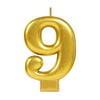 Novelty Party Supplies Amscan Gold Metallic Number 9 Birthday Candle (Multipack of 3)
