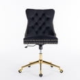 thumbnail image 2 of PORKISS Office Chair, Velvet Upholstered Home Office Chair with Gold Metal Base, Adjustable Swivel Desk Chair with Tufted Button, Black, 2 of 11