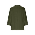thumbnail image 4 of St Patricks Day Shirt Women, Loose Button Shirt Stand Up Collar Solid Color 7 Sleeve Neck Casual Women's T Shirt Green 3XL, 4 of 5
