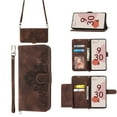 thumbnail image 2 of Mantto Wallet Crossbody Case for Google Pixel 7, Magnetic Flip Embossed Shoulder Strap & Short Hand Strap Wallet Card Slot PU Leather Case with Kickstand For Google Pixel 7, Brown, 2 of 16