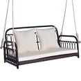 thumbnail image 3 of Costway Patio Swing Chair 2-Person Hanging Seat Outdoor Wicker Loveseat Cushioned Porch, 3 of 10