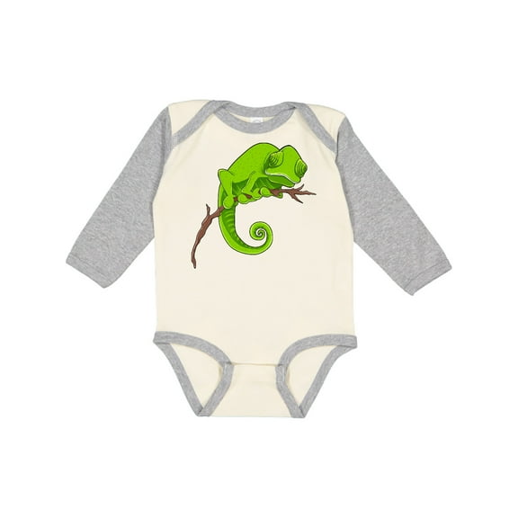 Inktastic Cute Chameleon Boys or Girls Long Sleeve Baby Bodysuit