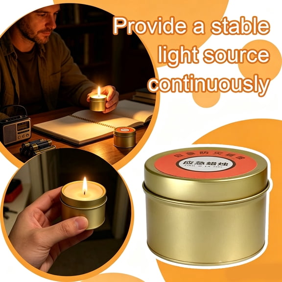 Title: Emergency lights for Power Outage, Long Burning Disaster Preparedness light in Airtight Container, 2 Inch Metal Container with Lid for Home Survival Kit, Hurricane