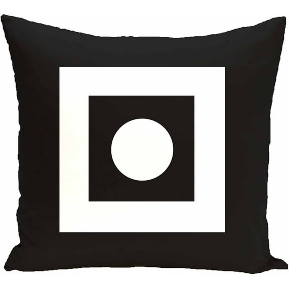 Simply Daisy 16" x 16" Square Peg Round Circle Geometric Print Pillow, Black