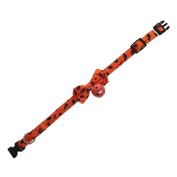 Halloween Pet Collar Bow Tie Cat Collar and Dog Collar Orange Polyester Material Detachable Function 1Pcs