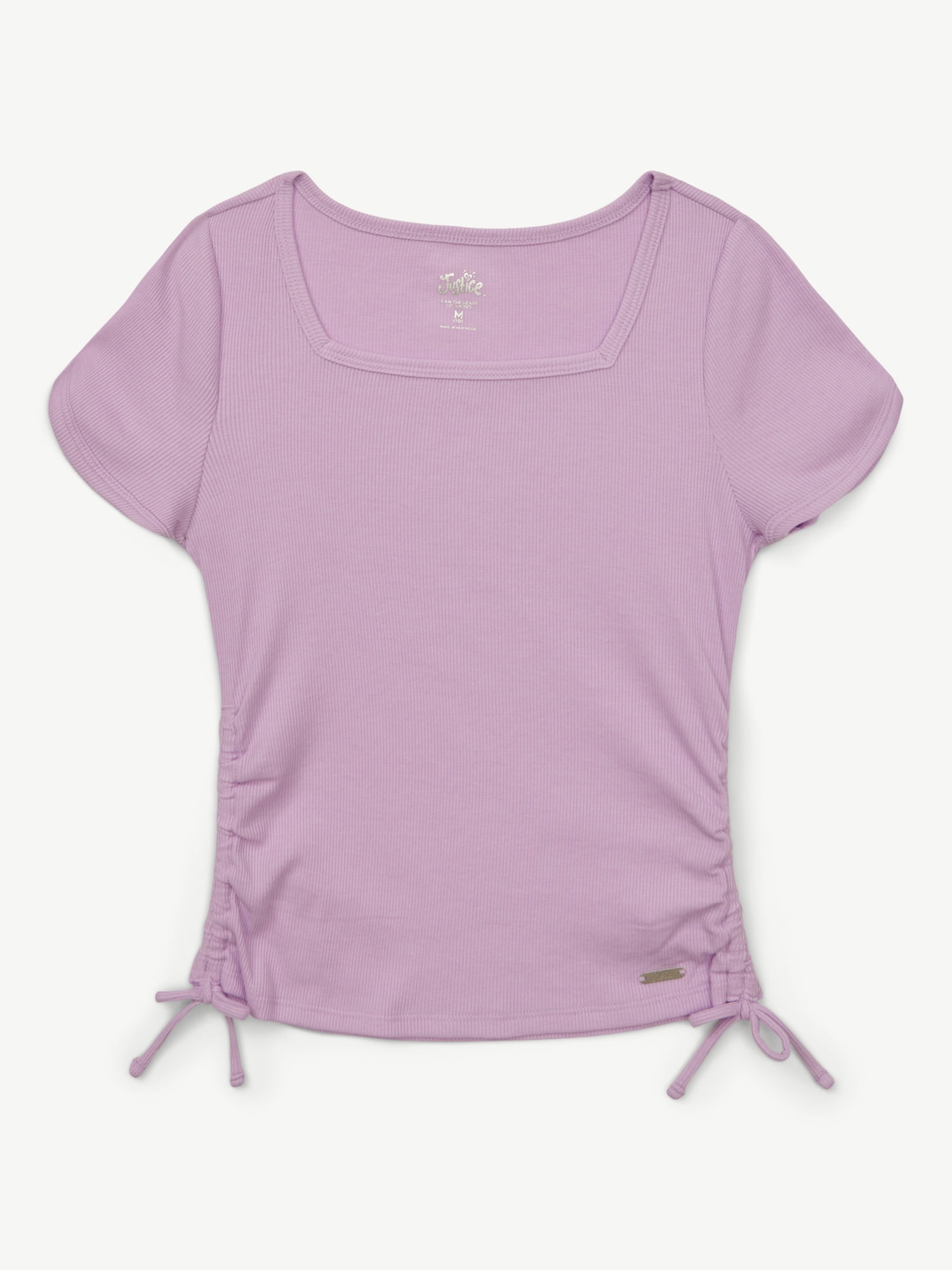 Justice Girls Square Neck Short Sleeve Top, Sizes XS - XLP